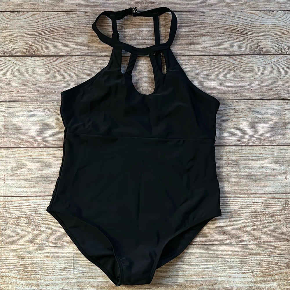 Black Halter One-Piece Swimsuit